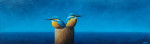 twee ijsvogels op paal  40.0 12.0 in witte baklijst